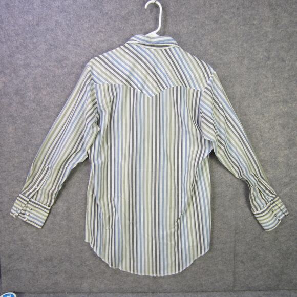 Vintage Holt Shirt Mens Large Striped Western Pearl Snap 70s 80s - Picture 10 of 11